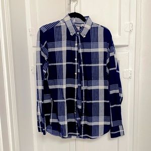 J Crew, blue plaid shirt